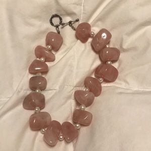 Hand Crafted Pink Quartz & Pearl Necklace